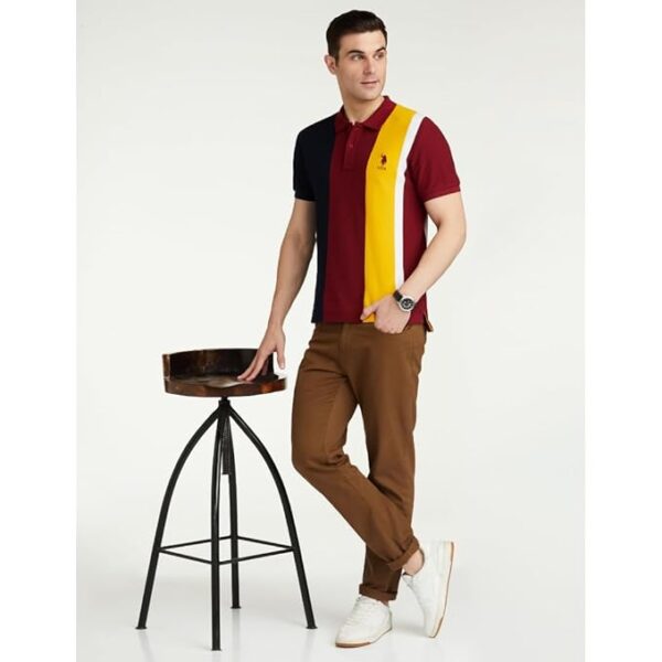 U.S. POLO ASSN. Men's Colour Block Pure Cotton Slim Fit Polo Shirt - Image 5